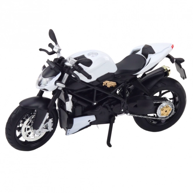 Kovový sportovní motocykl bílý 1:12 s efekty