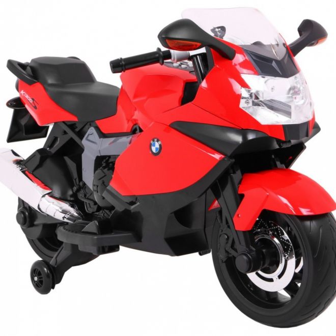 BMW K1300S Dětský motocykl na baterie Červená + asistenční kola + zvuky Světla + pomalý start