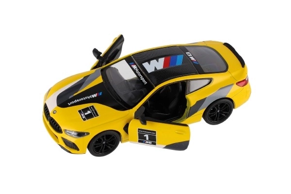 Auto Kinsmart BMW M8 Competition Coupé 1:38 kov/plast 12,5cm 4 barvy na zpětné natažení 12ks v boxu