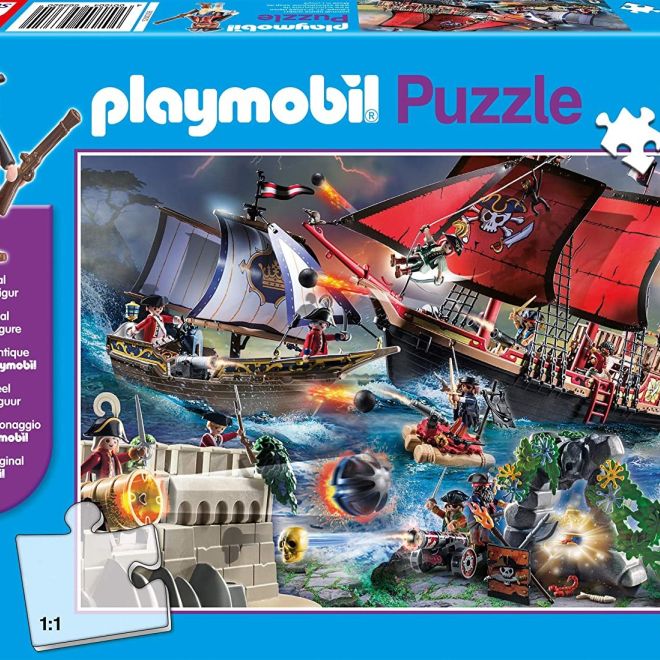 SCHMIDT Puzzle Playmobil Piráti 60 dílků + figurka Playmobil