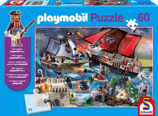 SCHMIDT Puzzle Playmobil Piráti 60 dílků + figurka Playmobil