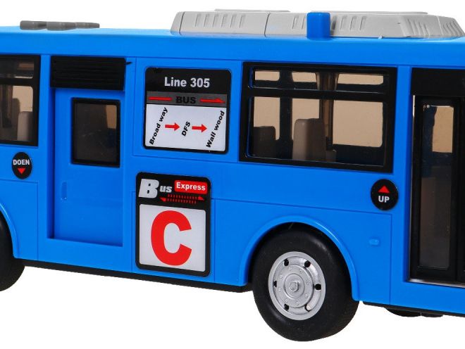 Interaktivní školní autobus pro děti 3+ modrý + otevírací dveře + zvuky Světla