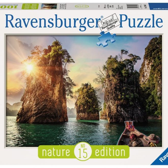 RAVENSBURGER Puzzle Útesy v jezeře Cheow Lan, Thajsko 1000 dílků
