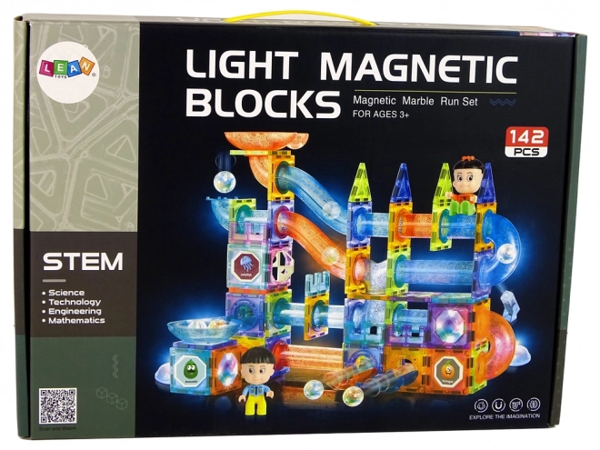 Svítící skluzavka pro míčky Magnetické cihly 142 prvků