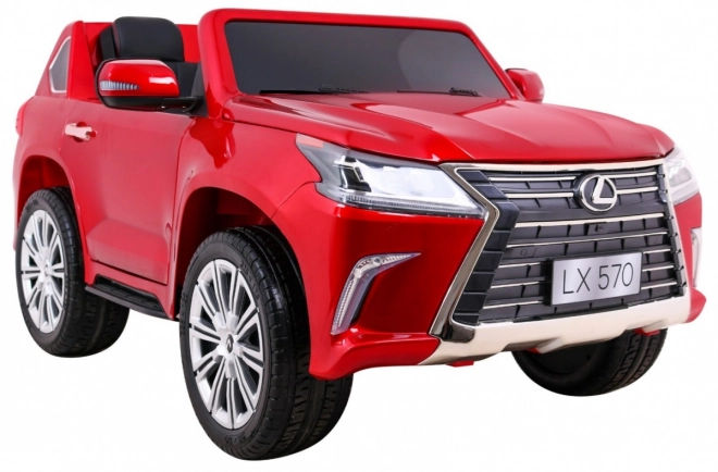 Lexus LX570 Lakované auto pro 2 děti Červená + dálkové ovládání + EVA kola + rádio MP3 LED