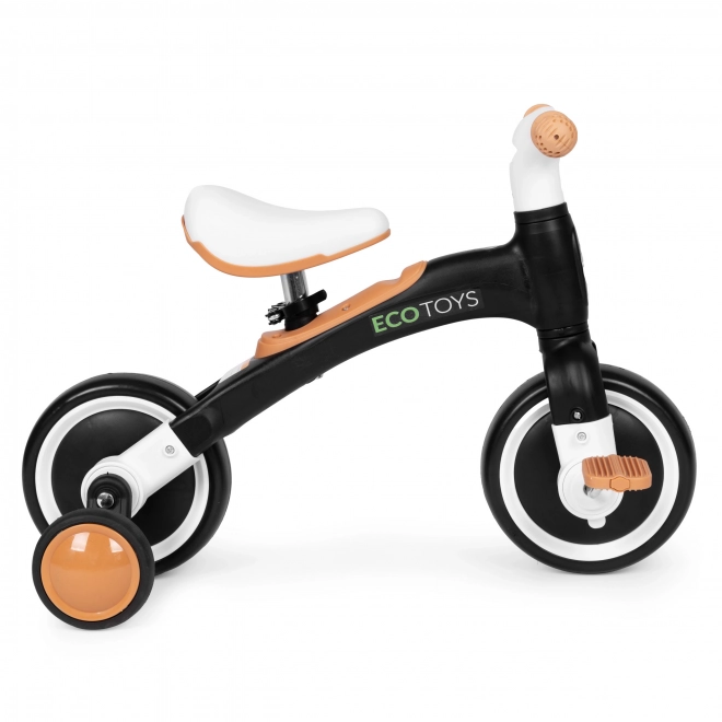 Odrážedlo s pedály a postranními kolečky černé ECOTOYS