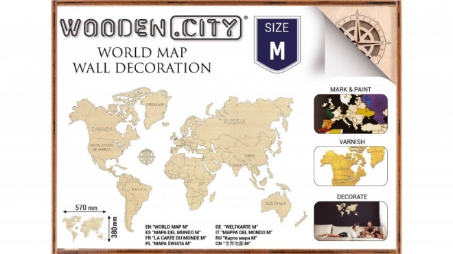 Wooden City Dřevěná mapa světa velikost M (57x38cm)