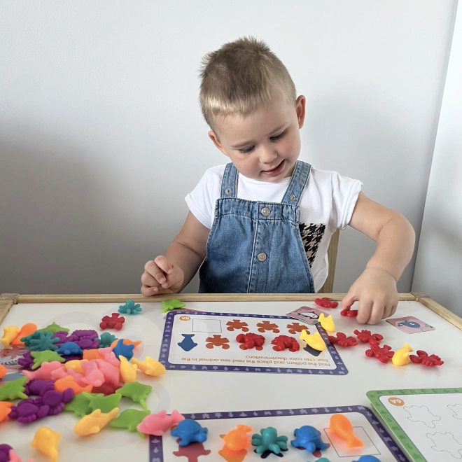Woopie vzdělávací sada Montessori pro učení počítání a třídění barev Mořský svět 111 ks