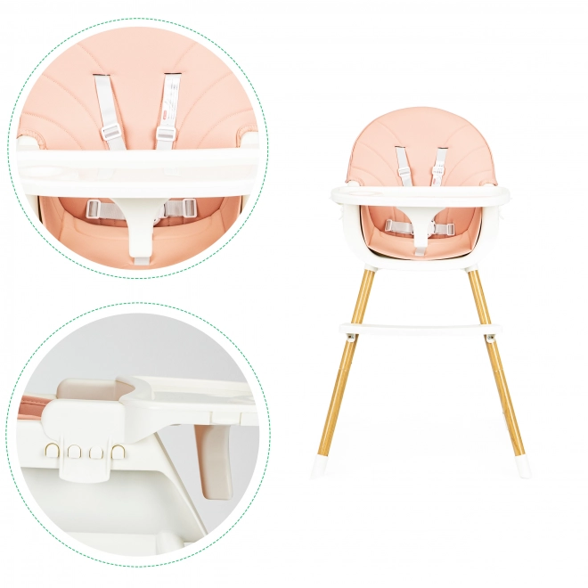 Ecotoys Jídelní židlička 2v1 Růžová
