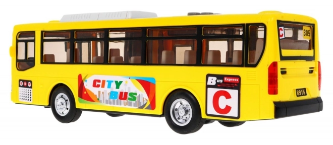Interaktivní školní autobus + otevírací dveře + zvuky a světla – Žlutý