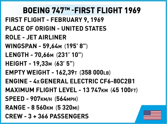 COBI 26609 Boeing 747 First Flight 1969, 1:144, 1051 k