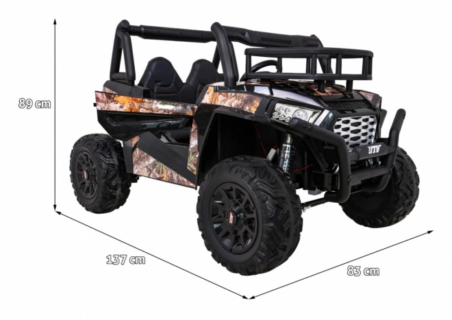 Buggy UTV Off-road pro děti černá + dálkové ovládání + nosič zavazadel + pomalý start + EVA + MP3 LED