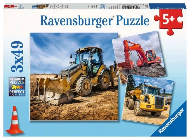 RAVENSBURGER Puzzle Stavební stroje 3x49 dílků