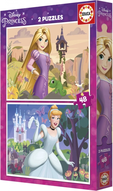 EDUCA Puzzle Disney princezny: Locika a Popelka 2x48 dílků