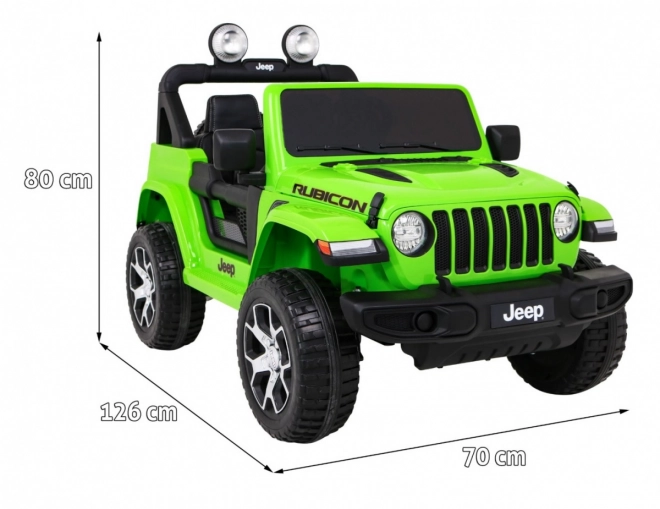 Jeep Wrangler Rubicon baterie pro děti Zelená + Dálkové ovládání + MP3 LED rádio + EVA kola