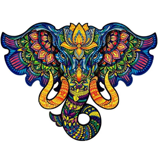 Magické dřevěné barevné puzzle - Posvátný Slon