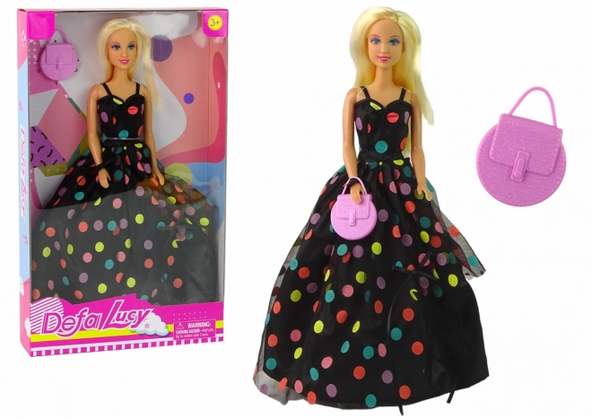 Šaty pro panenku Lucy Black Dots Long