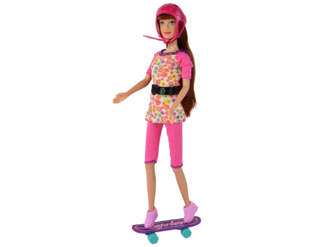 Lucy Pink Doll Set Scooter Skateboard Helmy