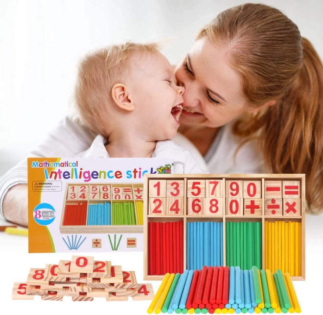 Montessori dřevěná vzdělávací hra s čísly
