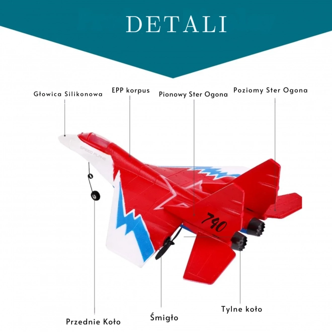 Dálkově ovládané létající letadlo velké (model ZY-740) 2,4GHZ - modré