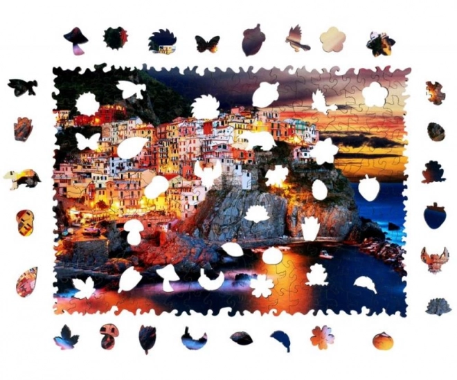 DŘEVĚNÉ BAREVNÉ PUZZLE - Manarola v Itálii