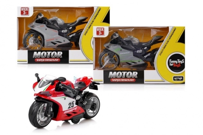 Motocykl s frikčním pohonem zvuk, světlo