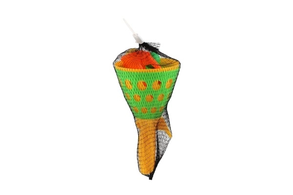 Catch ball hra/chytání míčku 2ks plast 19cm + 3 míčky v síťce