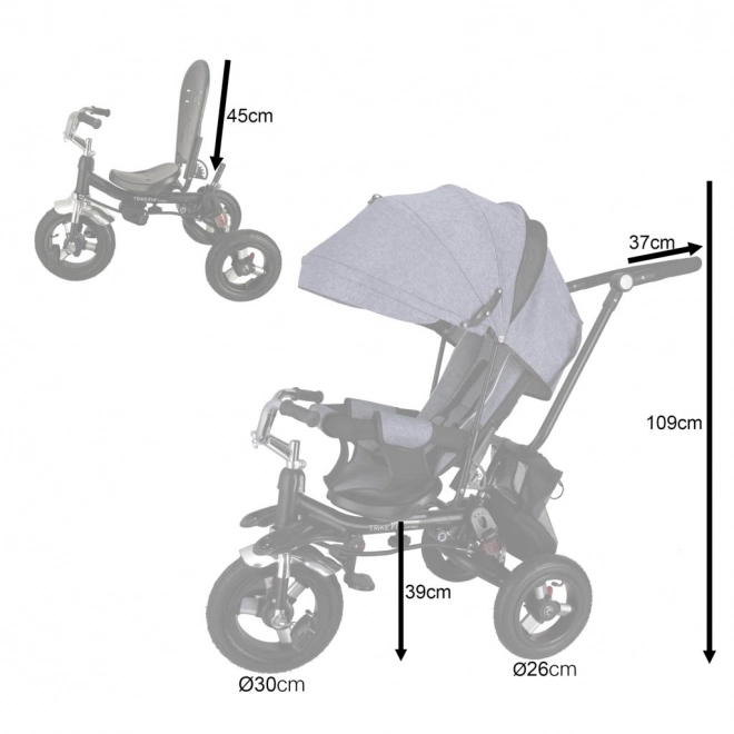 Šedá tříkolka Trike Fix V3 Pro