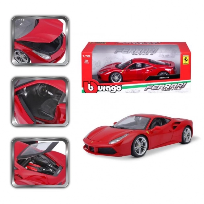 Kovové auto Ferrari 488 GTB červené