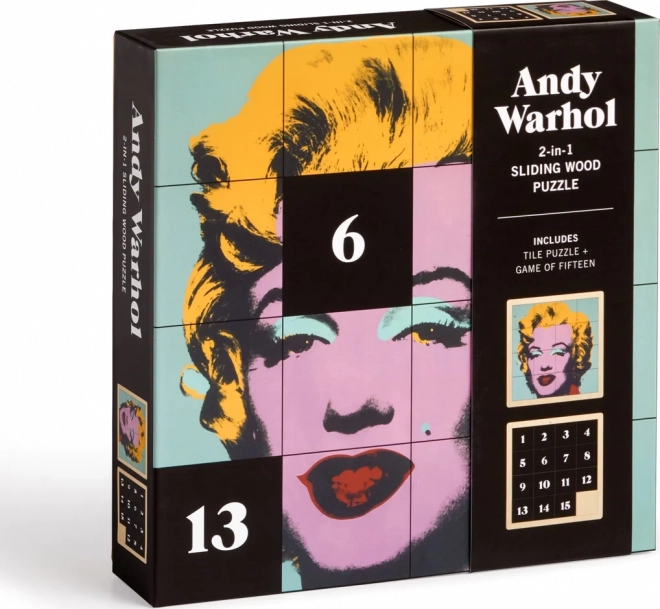 GALISON Posuvné dřevěné puzzle Andy Warhol: Marilyn 2v1 (16 dílků)