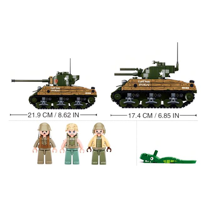 Sluban Army WW2 M38-B1110 Bitevní tank M4A3 Sherman