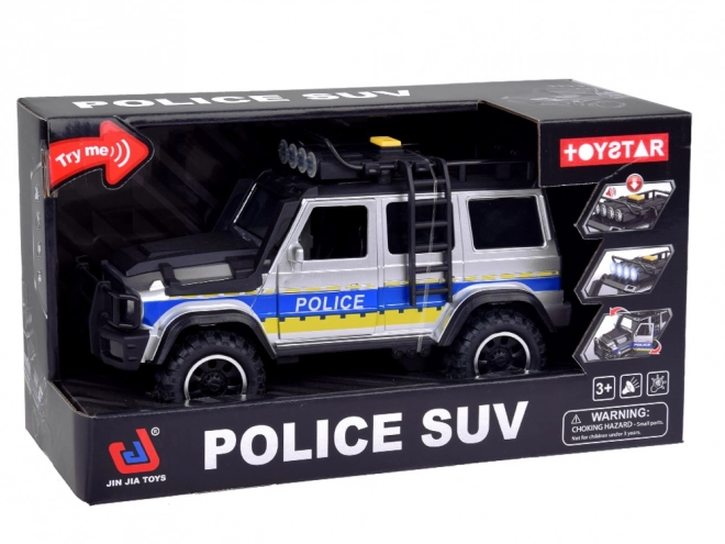 Policie terénní auto s pohonem, světly a zvuky