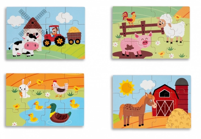 Dřevěné puzzle - život na vesnici