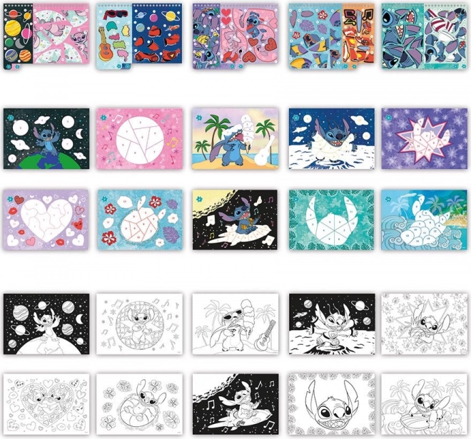 Blok pro děti s aktivitami Stitch - nalepování a malování