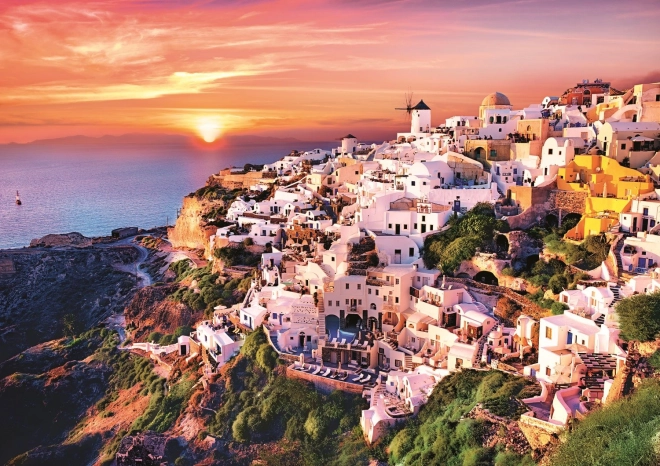 Puzzle 1000 dílků Západ slunce nad Santorini