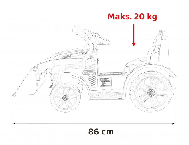 Dětský elektrický traktor s radlicí modrý