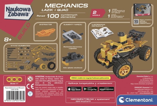 Sada mechanického laboratorního vozítka a čtyřkolky
