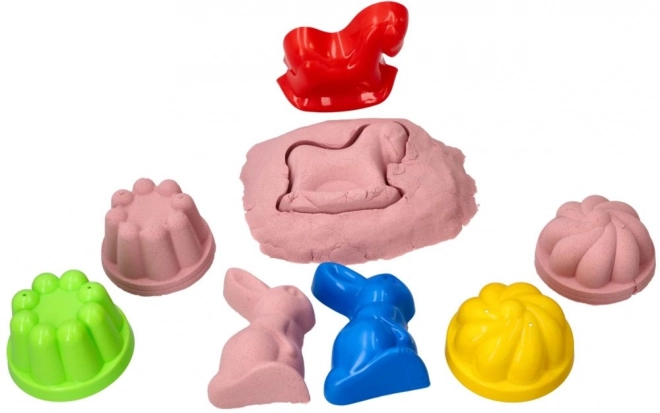 ADAM TOYS Kinetický písek růžový 2 kg + formičky a lopatka