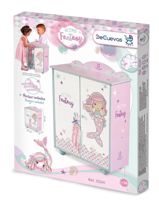DeCuevas 55241 Dřevěná šatní skříň pro panenky s doplňky Ocean Fantasy 2021