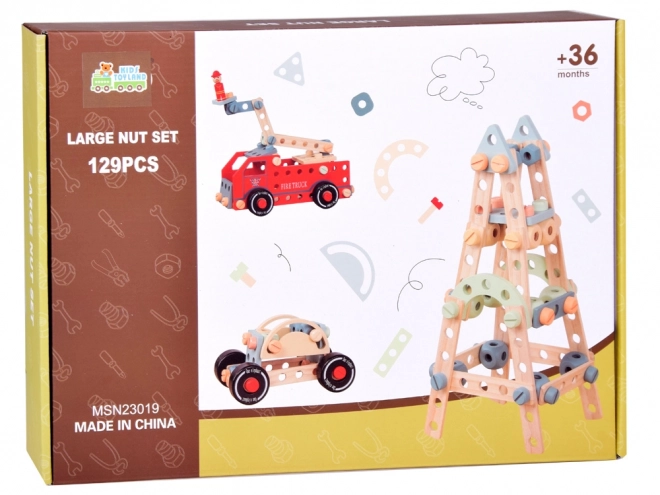 Dřevěná stavebnice Montessori auto věž