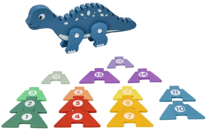 Dřevěný dinosaurus s číselnými puzzly