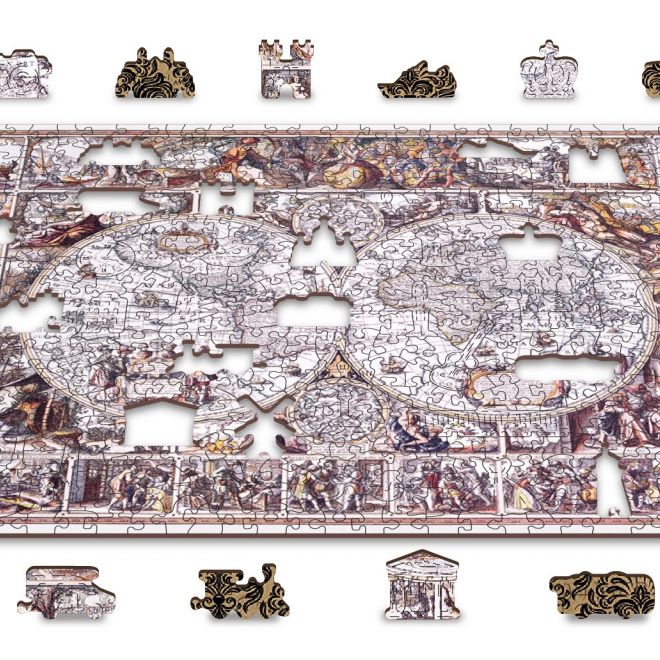 WOODEN CITY Dřevěné puzzle Mapa doby objevů 2v1, 505 dílků EKO