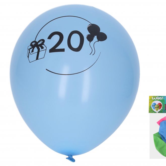 Balónek nafukovací s číslem 20 30 cm - sada 5 kusů