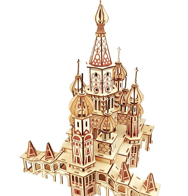 Woodcraft Dřevěné 3D puzzle Chrám Vasila Blaženého přírodní