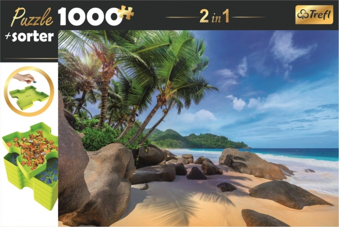 TREFL Puzzle s třídičem 2v1 Exotická pláž 1000 dílků