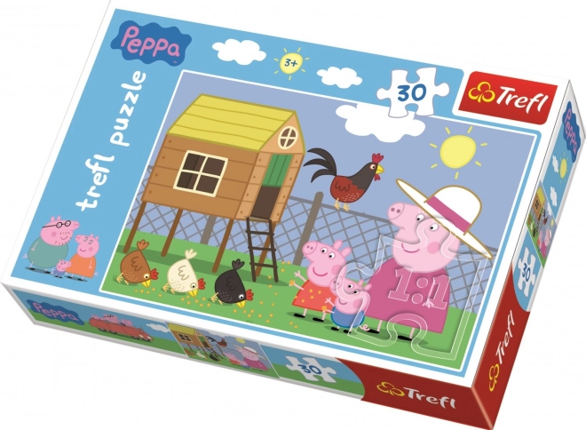 TREFL Puzzle Prasátko Peppa: Návštěva kurníku 30 dílků