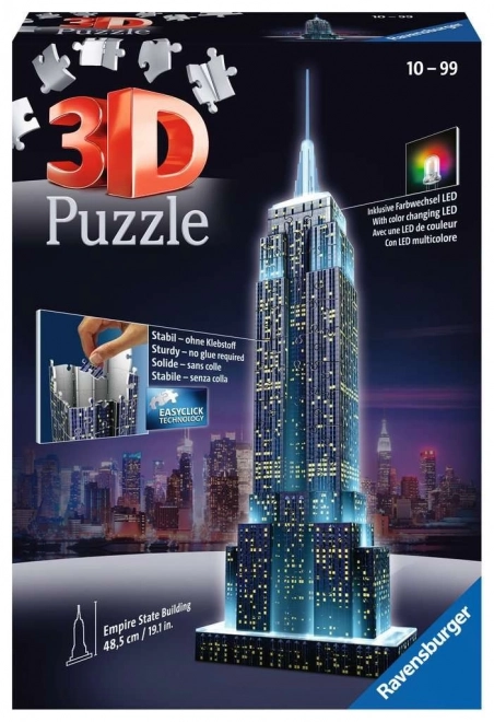 RAVENSBURGER Svítící 3D puzzle Noční edice Empire State Building 216 dílků