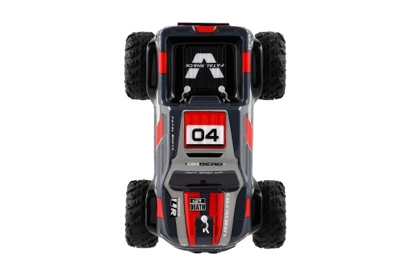 Auto RC pick up terénní plast 25cm 2,4GHZ na baterie šedo-červený v krabici 32x14x18cm