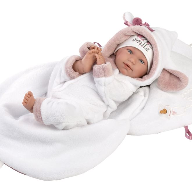Llorens 74048 NEW BORN - realistická panenka miminko se zvuky a měkkým látkovým tělem - 42 cm