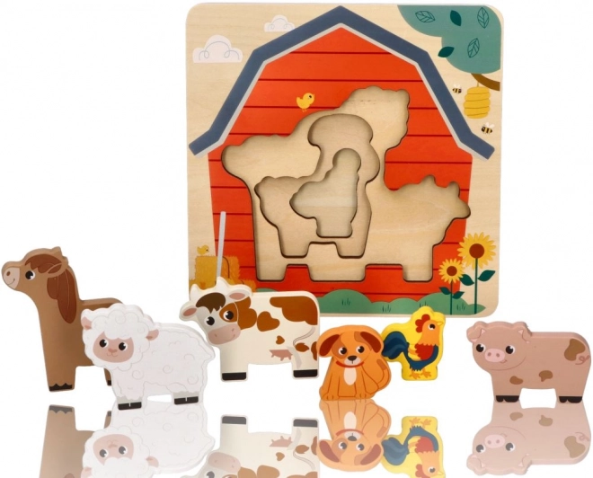 Vrstvené puzzle zvířata na farmě